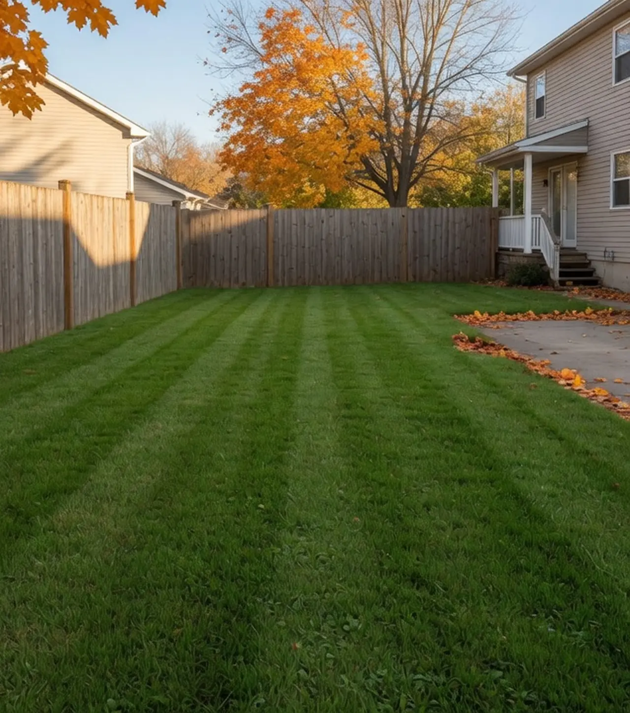 Sample photo: the same backyard after leaf cleanup