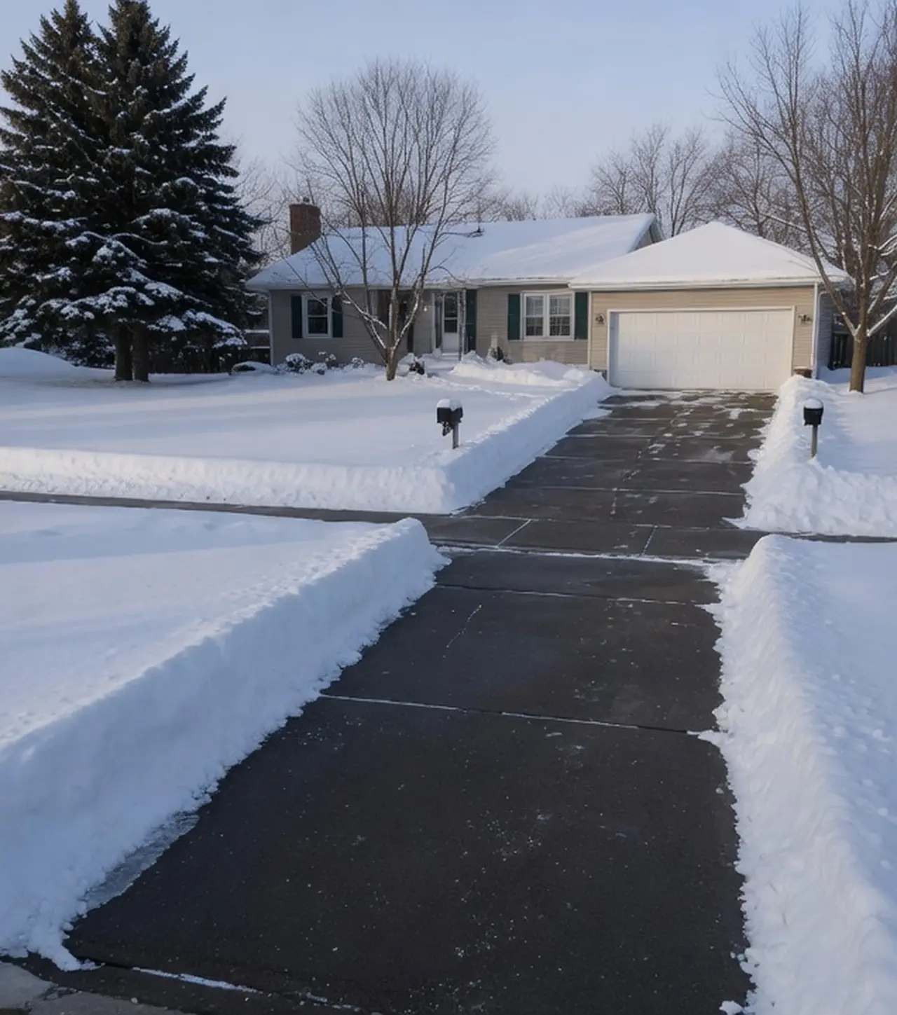 Sample photo: the same driveway plowed clean